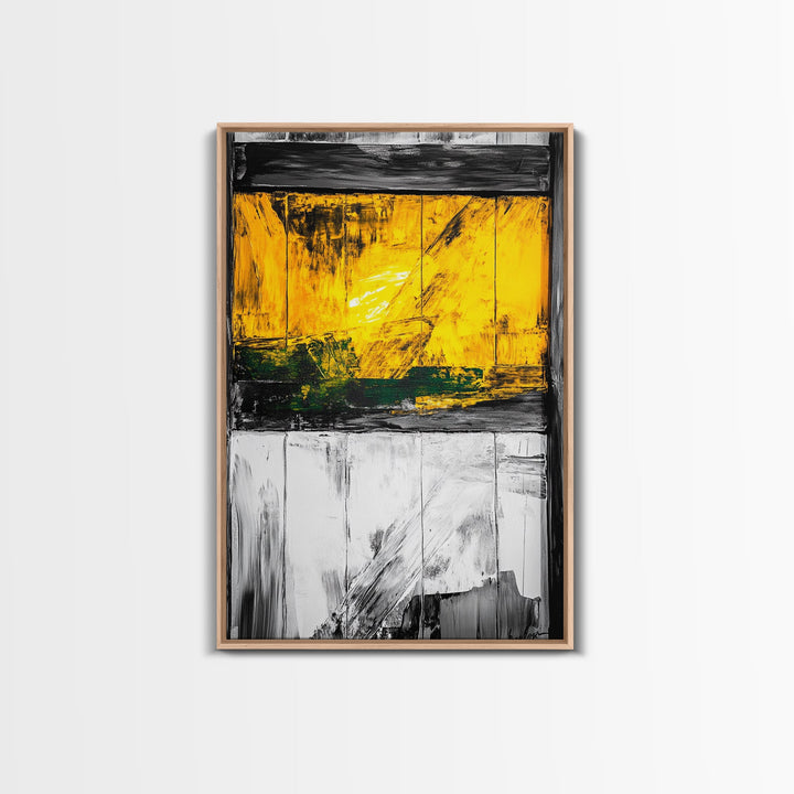 Golden Window Abstract Rustic Canvas Black White Farmhouse Wall