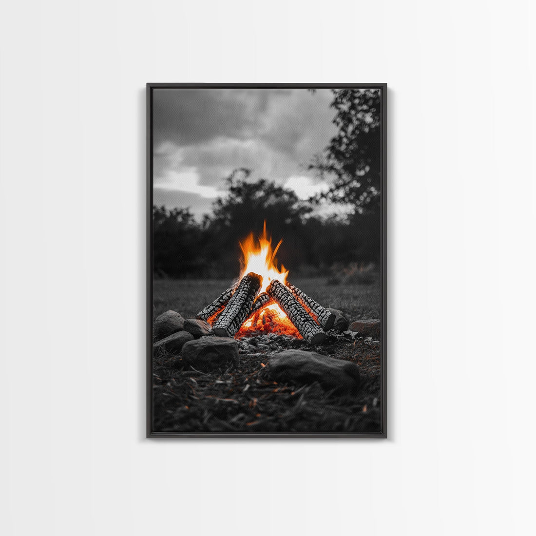 Firewood Blaze Campfire Canvas Rustic Cabin Outdoor Nature Wall