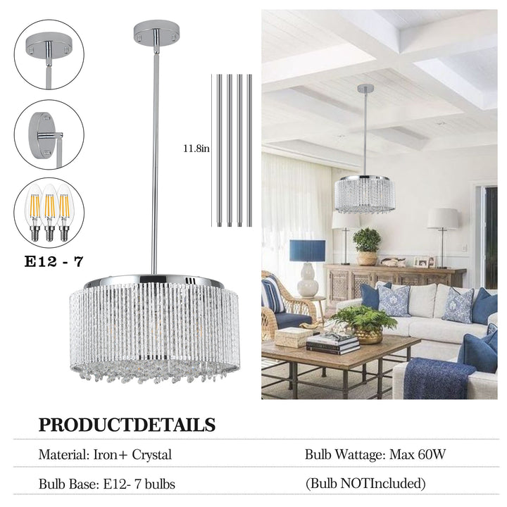 Modern Round Crystal Chandelier Luxury Living Room Ceiling Fixture