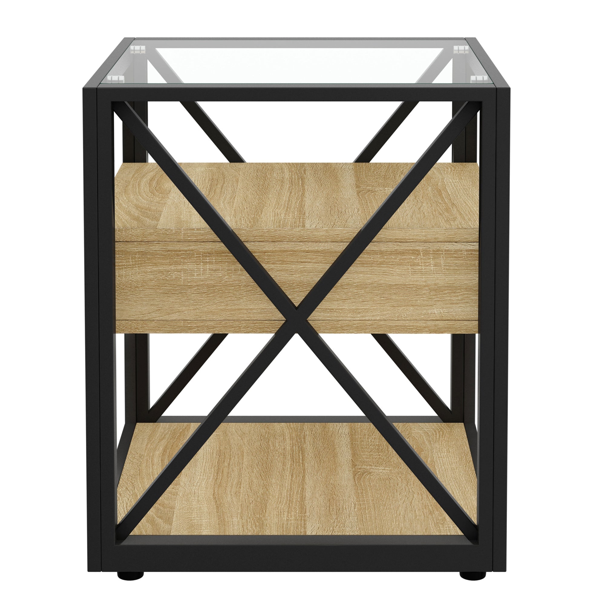 Set of 2 Modern End Tables with Drawer