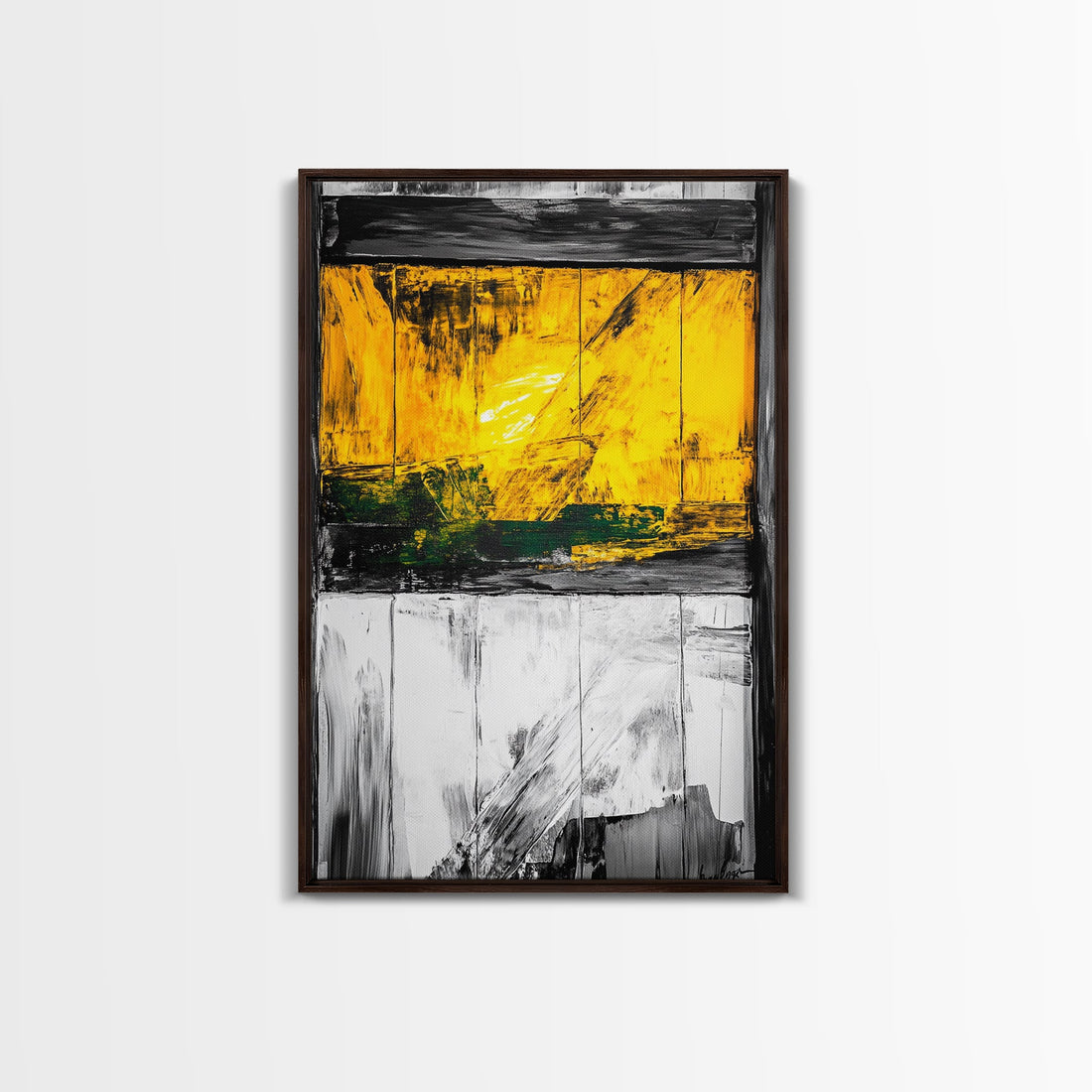 Golden Window Abstract Rustic Canvas Black White Farmhouse Wall