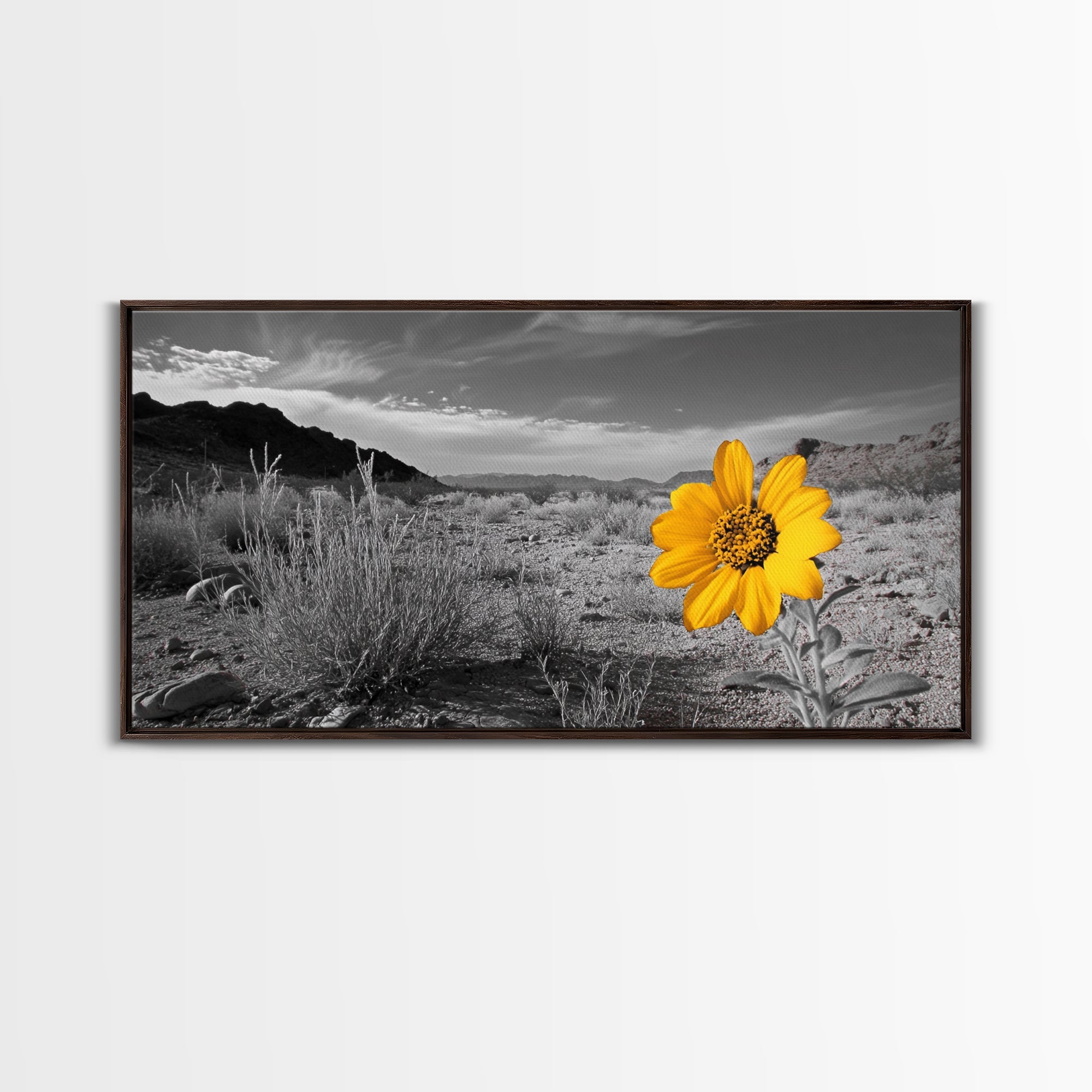 Yellow Flower Desert Bloom Canvas Minimalist Botanical Wall Art