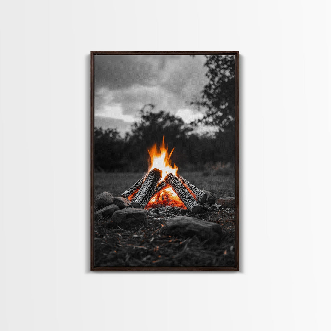 Firewood Blaze Campfire Canvas Rustic Cabin Outdoor Nature Wall