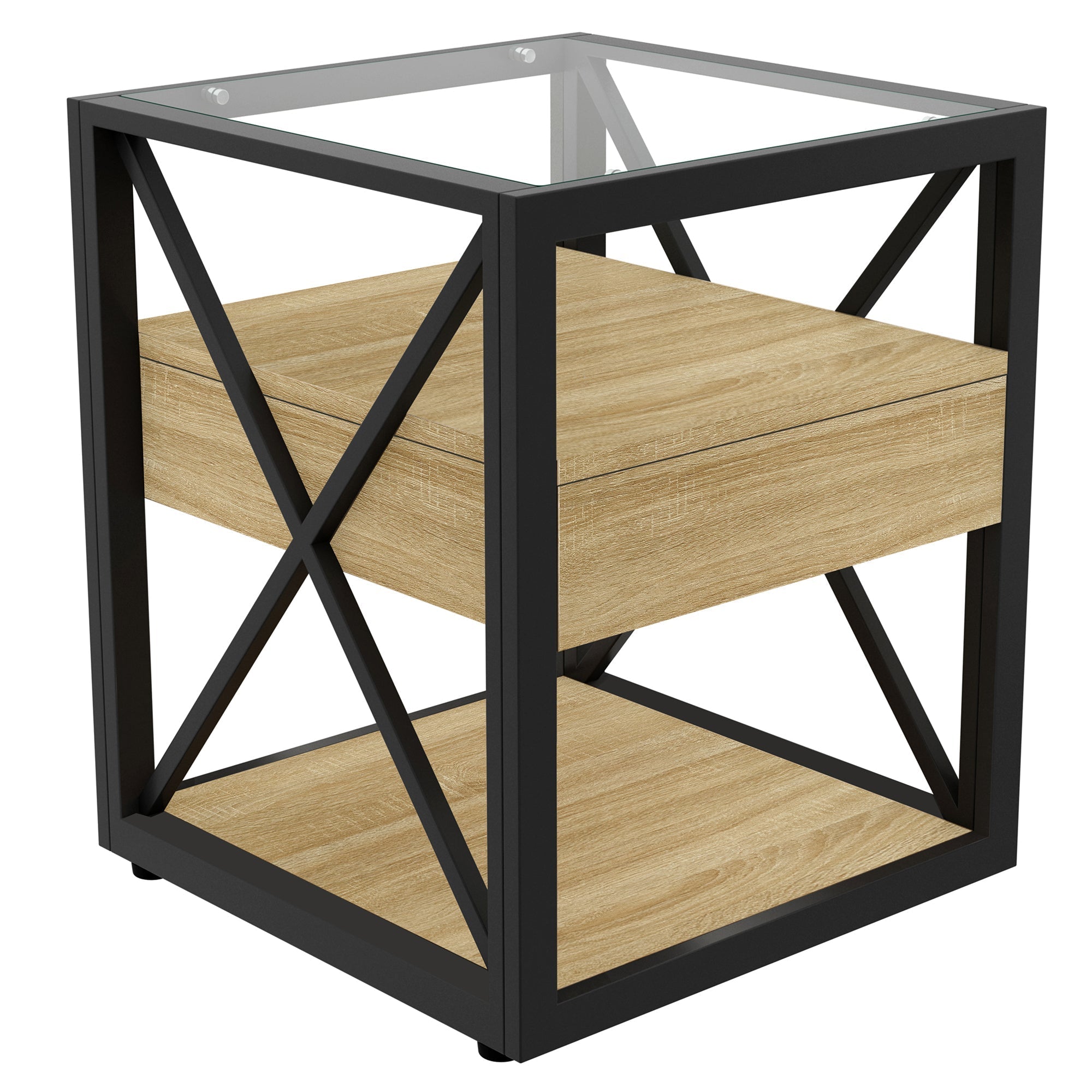 Set of 2 Modern End Tables with Drawer