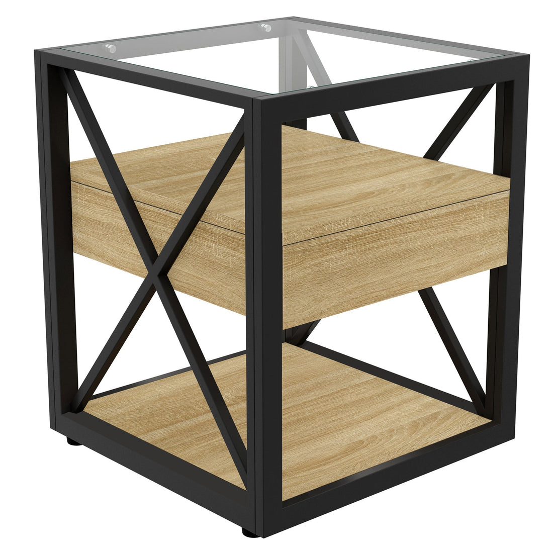 Set of 2 Modern End Tables with Drawer