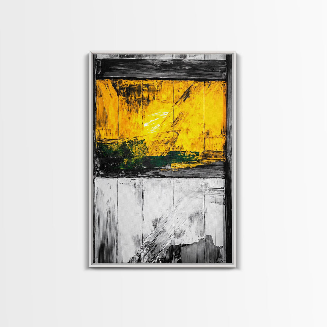 Golden Window Abstract Rustic Canvas Black White Farmhouse Wall