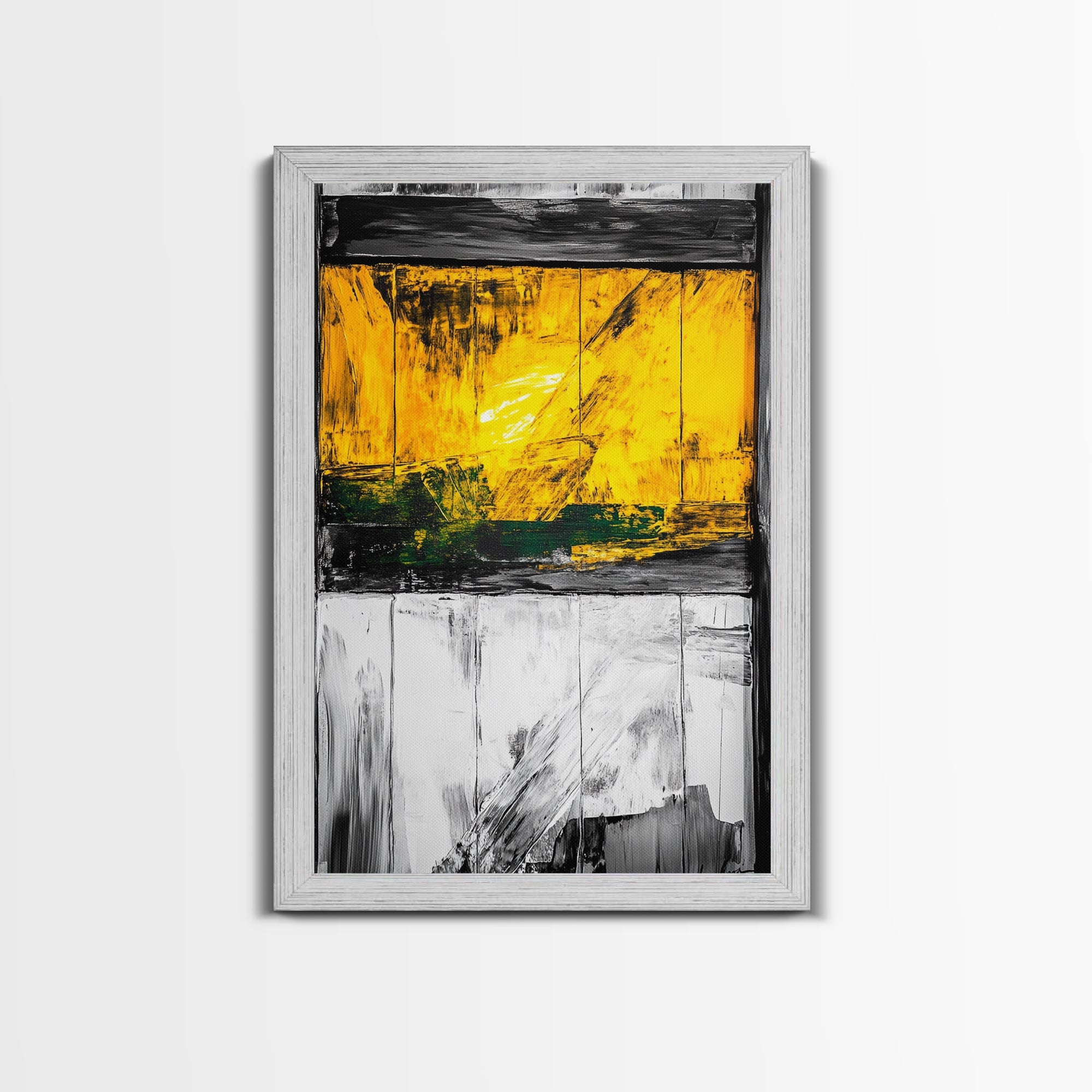 Golden Window Abstract Rustic Canvas Black White Farmhouse Wall