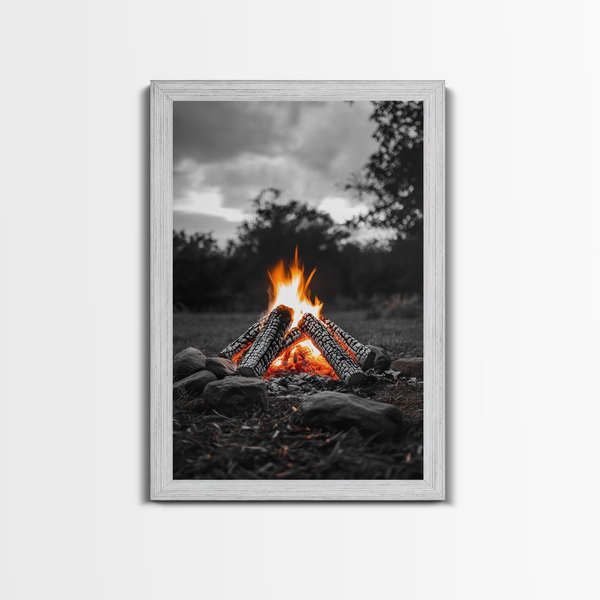 Firewood Blaze Campfire Canvas Rustic Cabin Outdoor Nature Wall