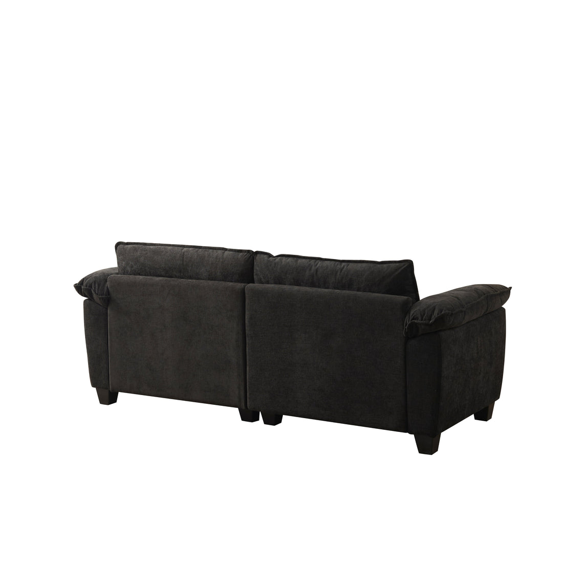 Luxury Black Chenille Loveseat Sofa Soft Upholstered Living Room