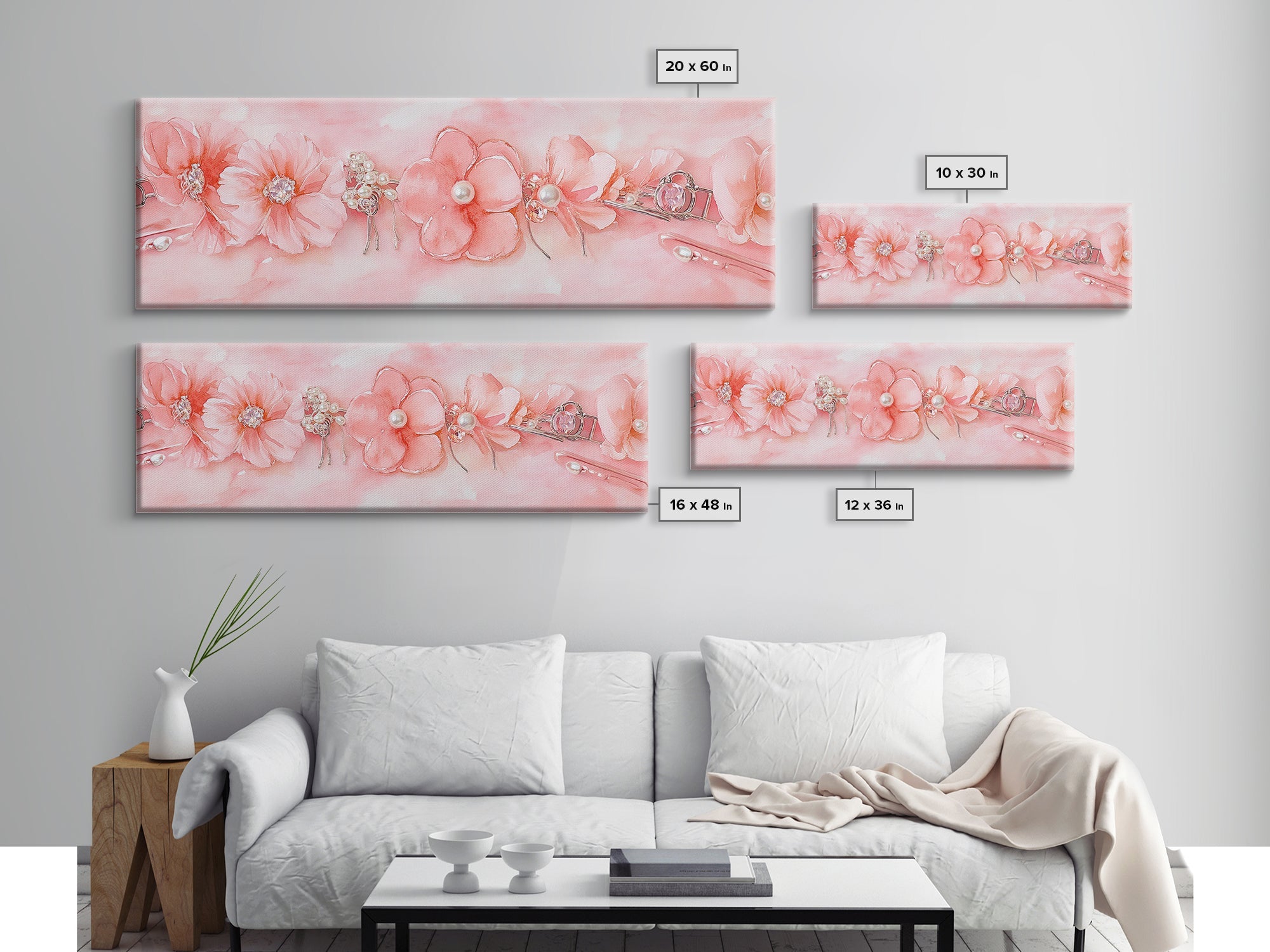 Cherry Blossom Canvas Print Pink Pearl Romantic Bedroom Wall