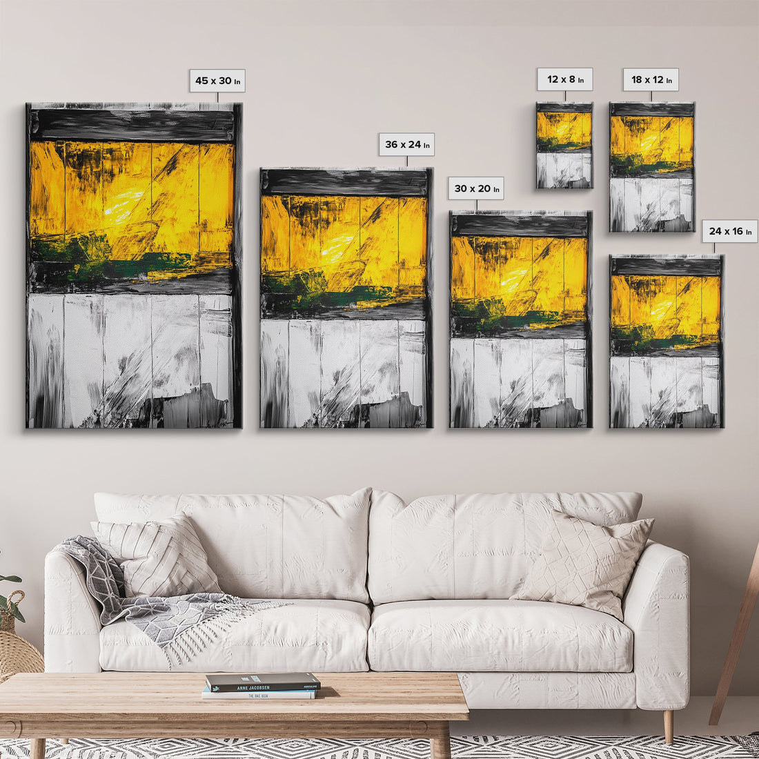 Golden Window Abstract Rustic Canvas Black White Farmhouse Wall