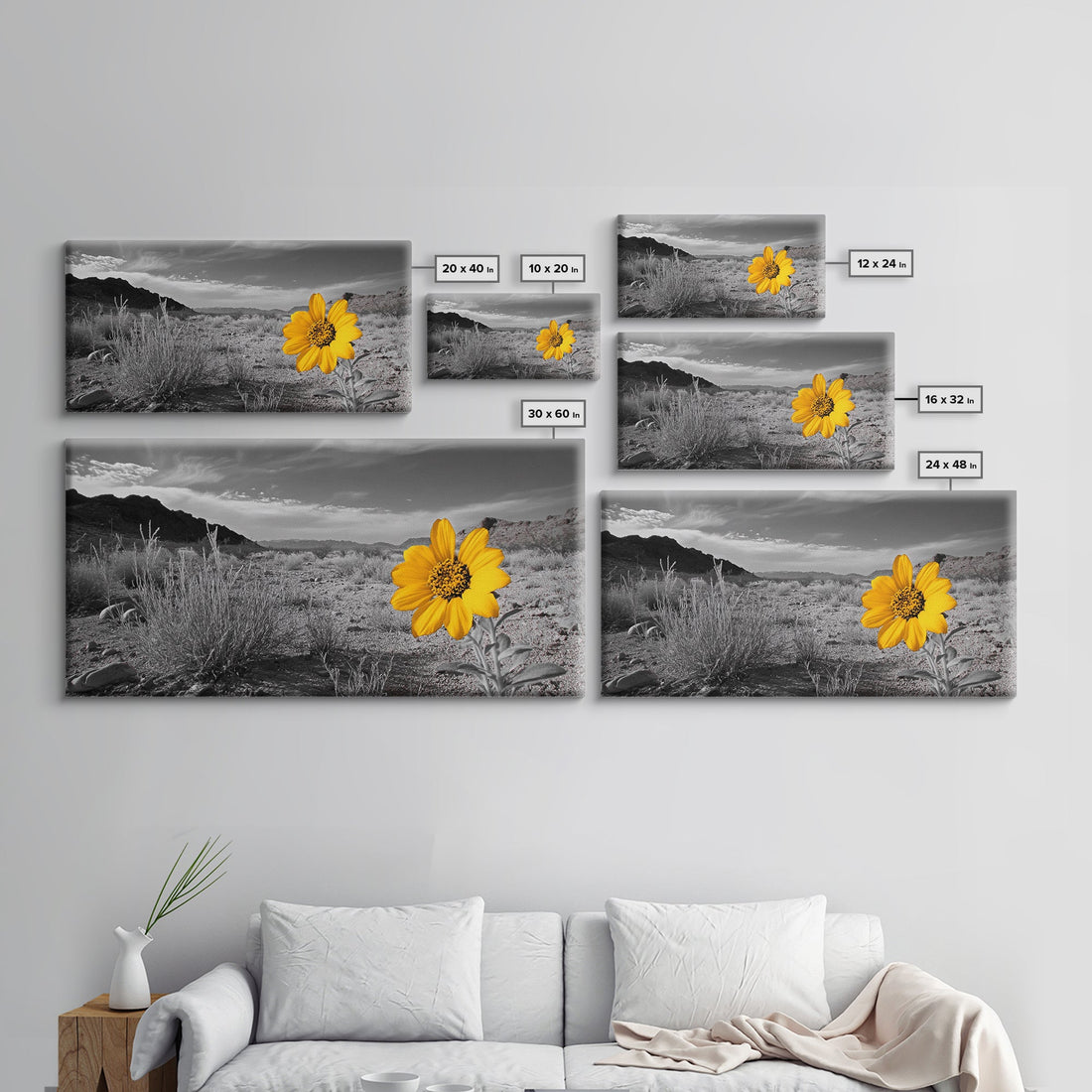 Yellow Flower Desert Bloom Canvas Minimalist Botanical Wall Art
