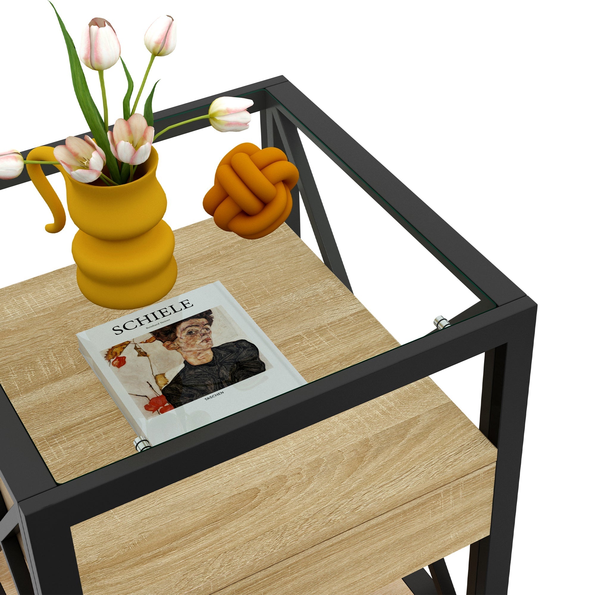Set of 2 Modern End Tables with Drawer