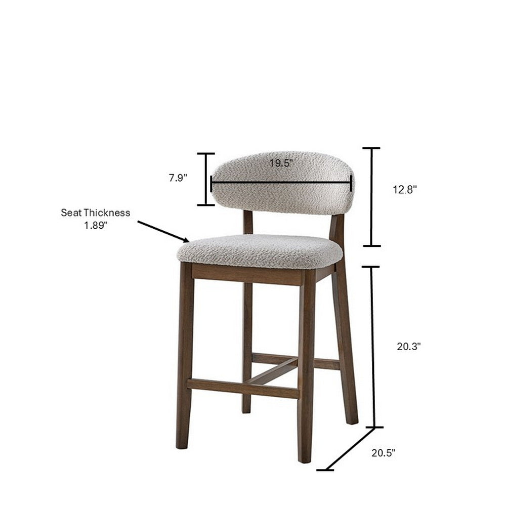 ACTU Counter Stools Set of 2, 26” Upholstered Bar Stools, Solid Wood, Mid-Century Modern