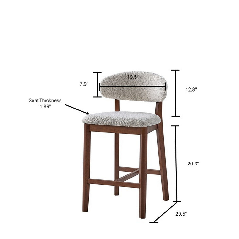 ACTU Counter Stools Set of 2, 26” Upholstered Bar Stools, Solid Wood, Mid-Century Modern