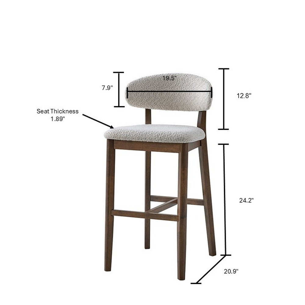 ACTU Bar Stools Set of 2, 30” Upholstered Bar Height Stools, Solid Wood, Mid-Century Modern