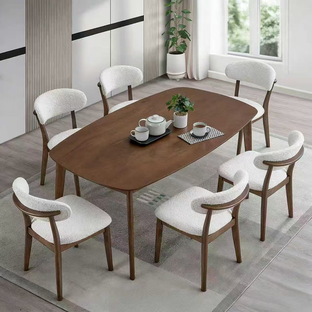 ACTU Dining Table Set with Upholstered Chairs for Modern Homes (Seats 4–6, Solid Wood)