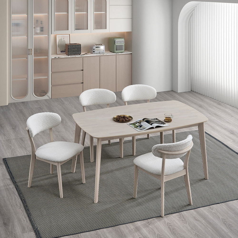 ACTU Dining Table Set with Upholstered Chairs for Modern Homes (Seats 4–6, Solid Wood)