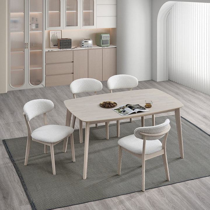 ACTU Dining Table Set with Upholstered Chairs for Modern Homes (Seats 4–6, Solid Wood)