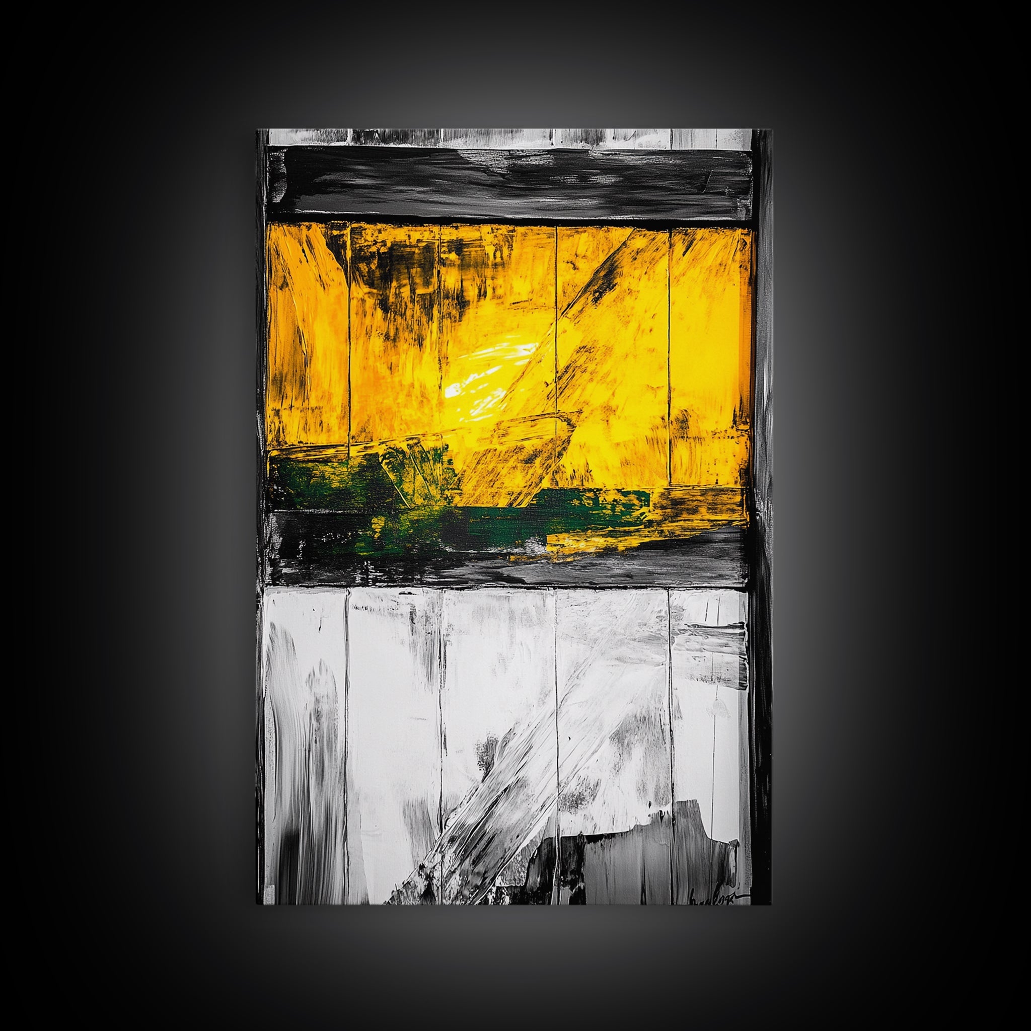 Golden Window Abstract Rustic Canvas Black White Farmhouse Wall