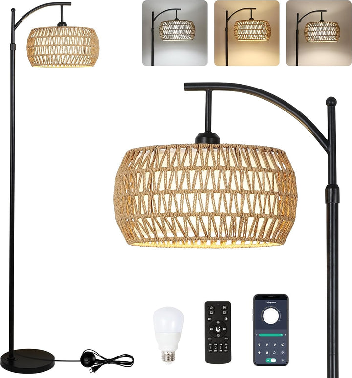 Arc Floor Lamp Remote Dimmable LED Three Color Temperatures