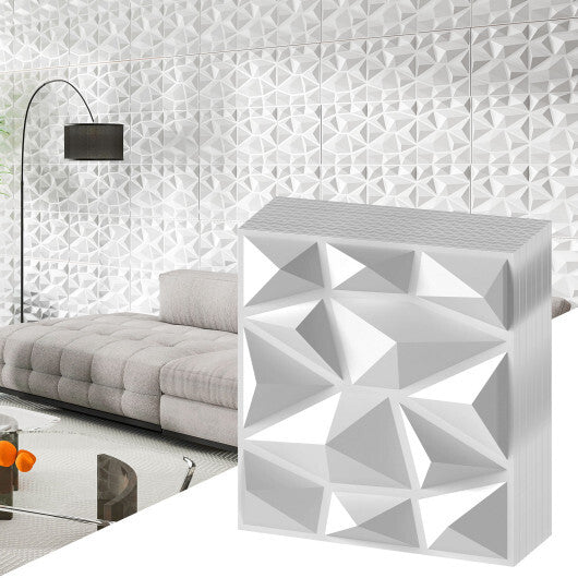 100-Pack 3D PVC Wall Panels Diamond Accent White Decor