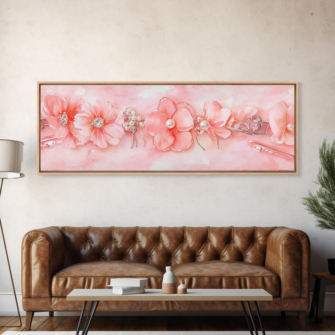 Cherry Blossom Canvas Print Pink Pearl Romantic Bedroom Wall