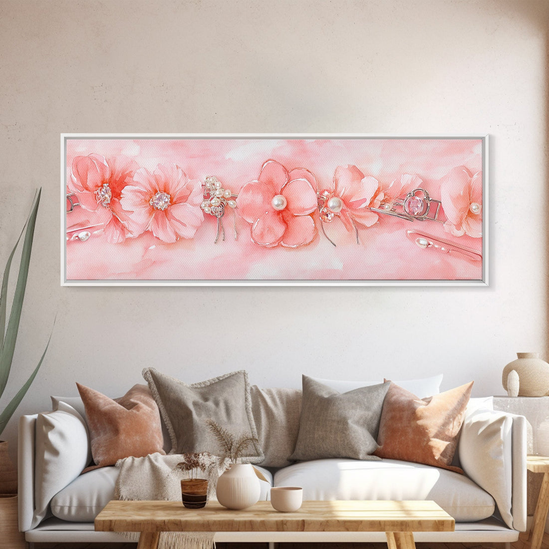 Cherry Blossom Canvas Print Pink Pearl Romantic Bedroom Wall