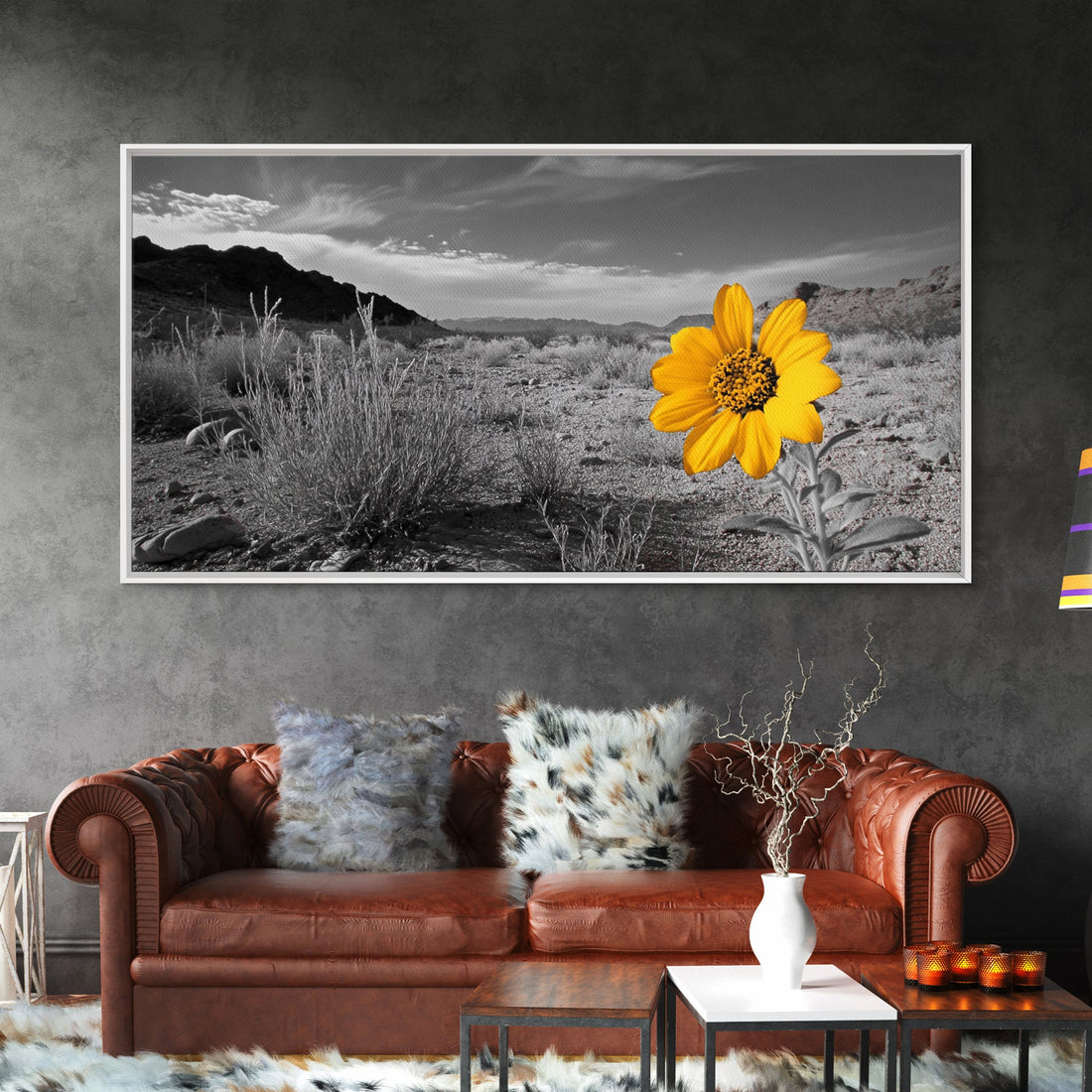 Yellow Flower Desert Bloom Canvas Minimalist Botanical Wall Art