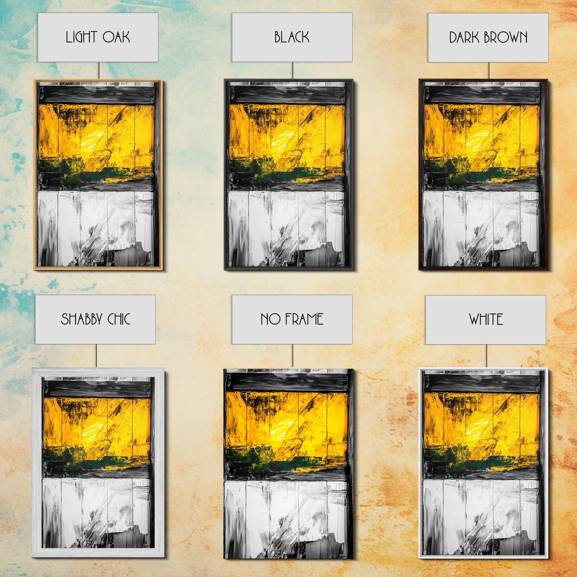 Golden Window Abstract Rustic Canvas Black White Farmhouse Wall