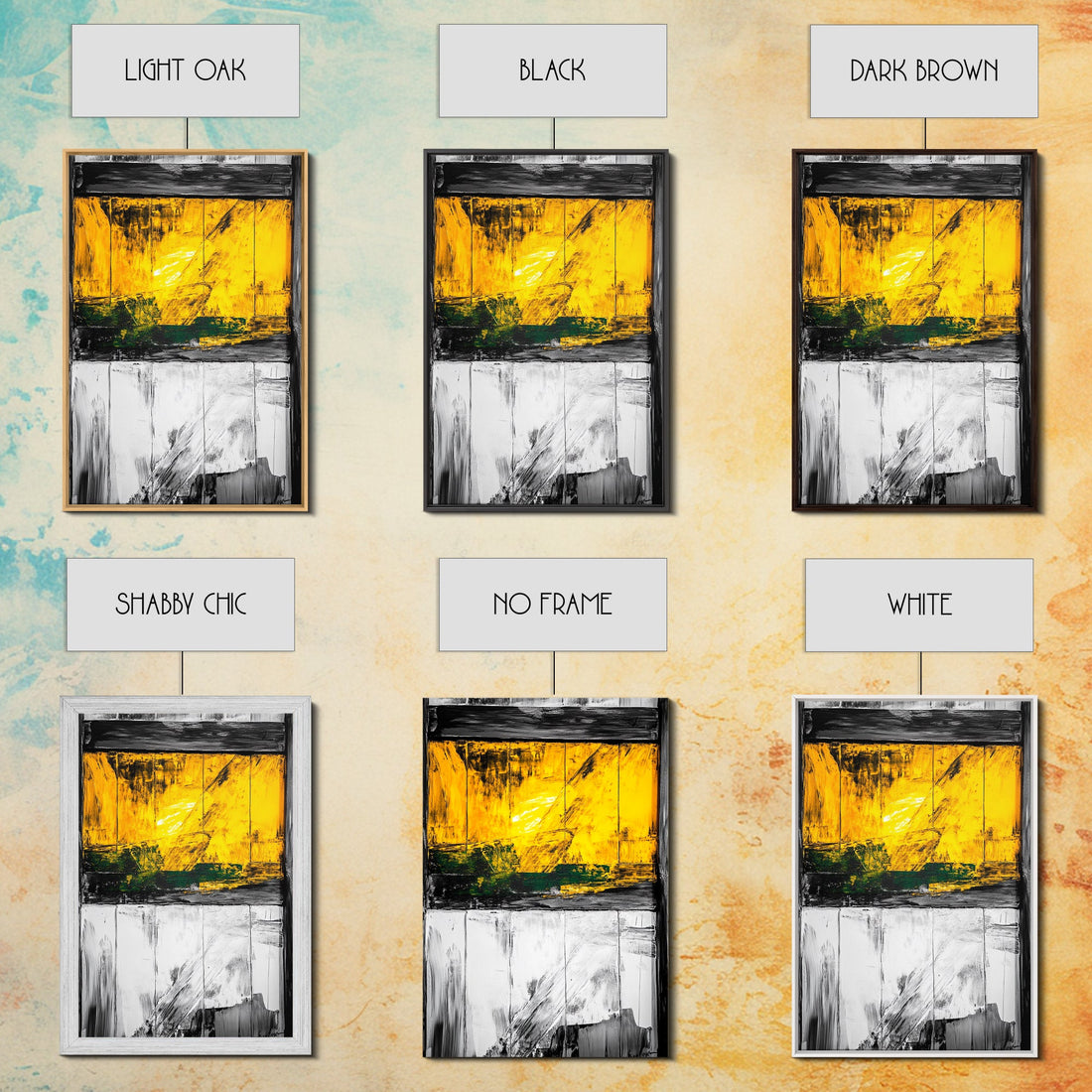Golden Window Abstract Rustic Canvas Black White Farmhouse Wall