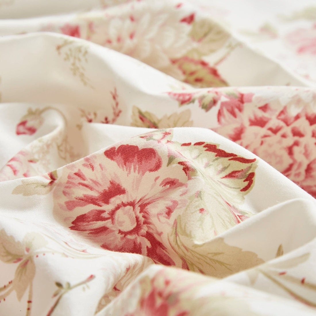 Hint Mint Cottage Floral Roses Cotton Flat Sheet Pillowcase