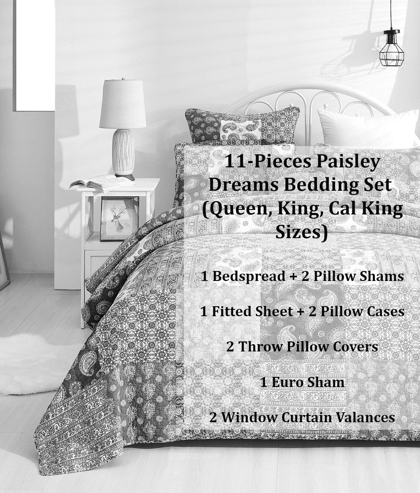 Bohemian Paisley Floral Olive Patchwork Bed in Bag Set