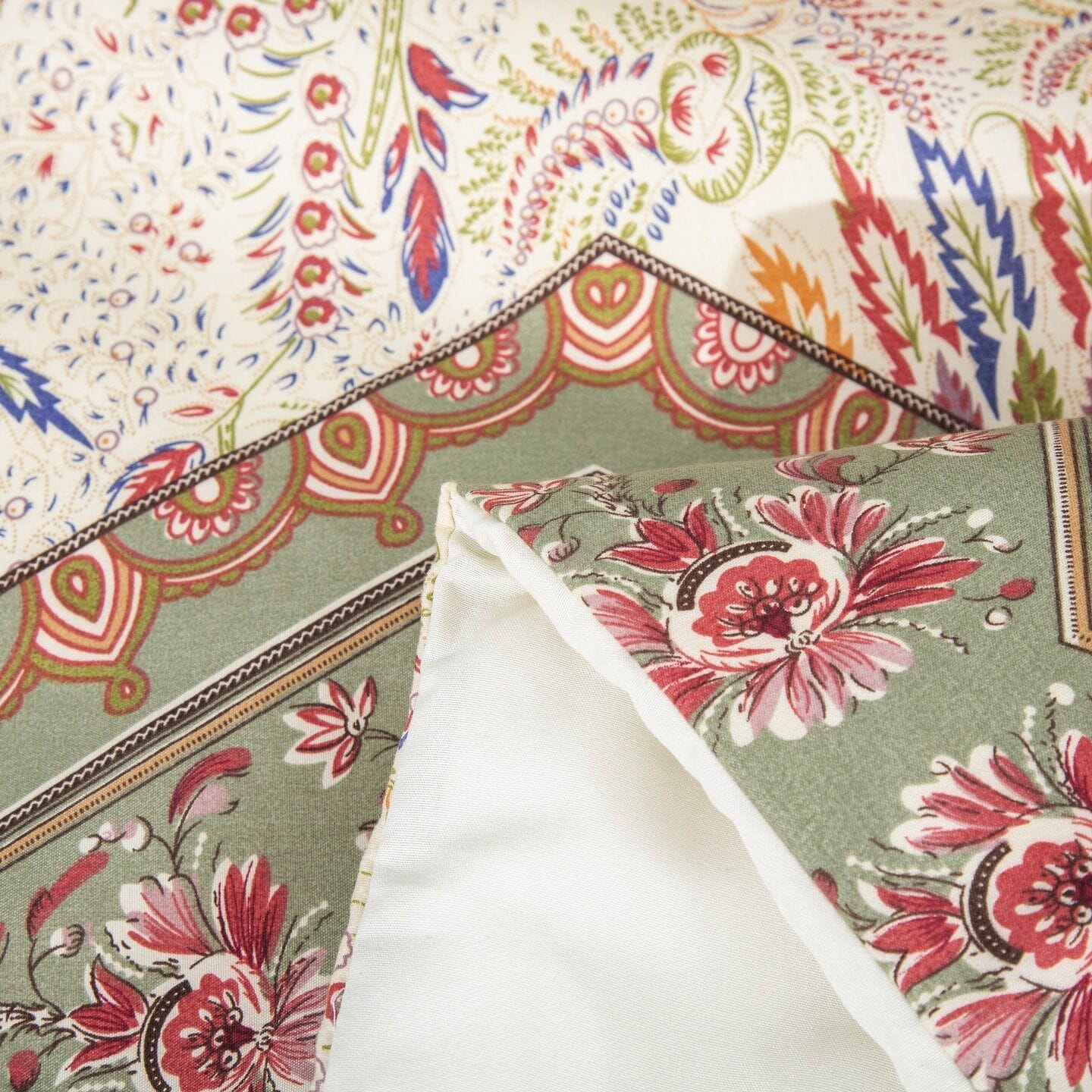 Botanical Cranberry Sage Chevron Floral Duvet Cover Set Bedding