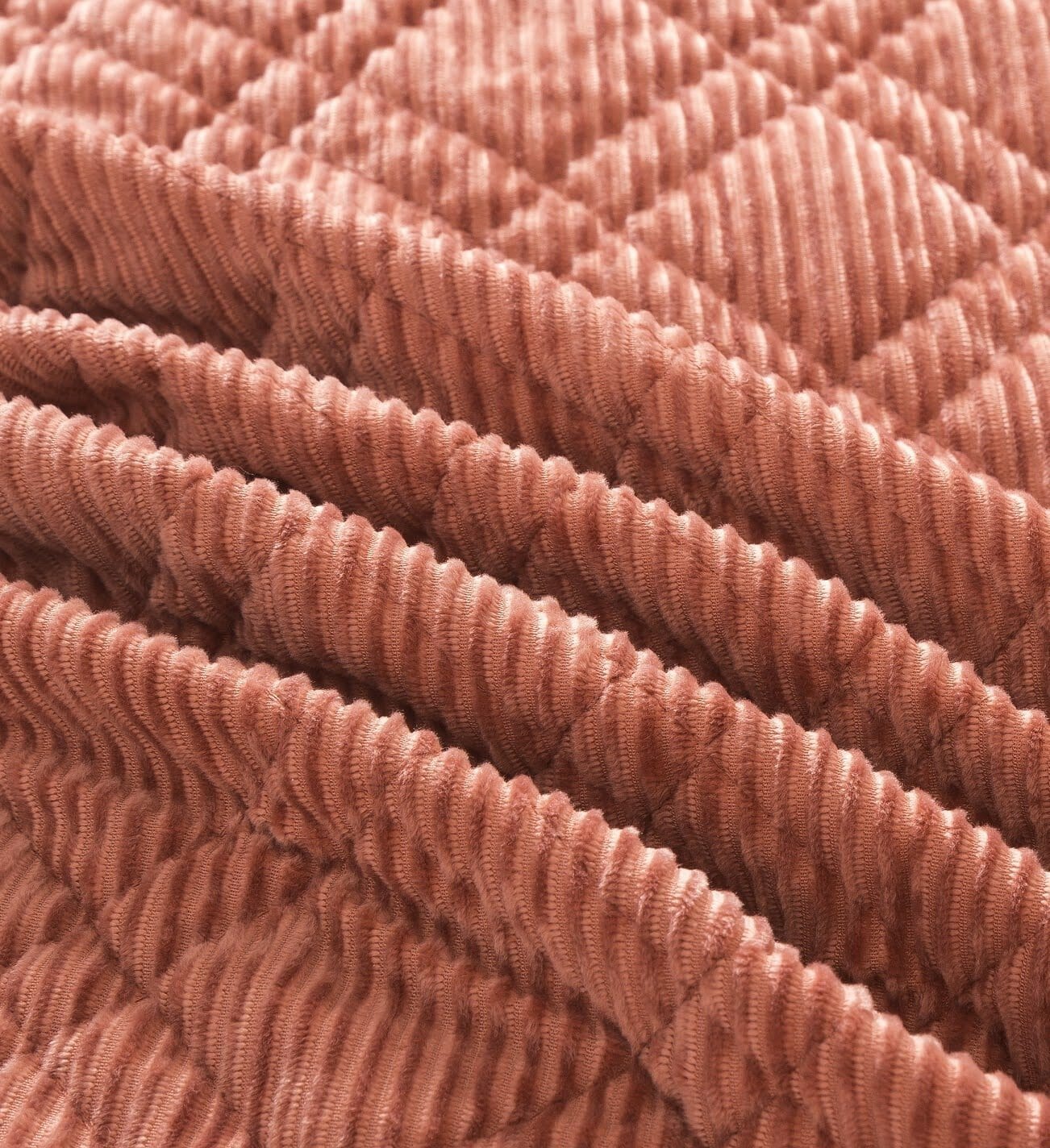 Terracotta Coral Velour Corduroy Bedspread Set Soft Cozy Bedding