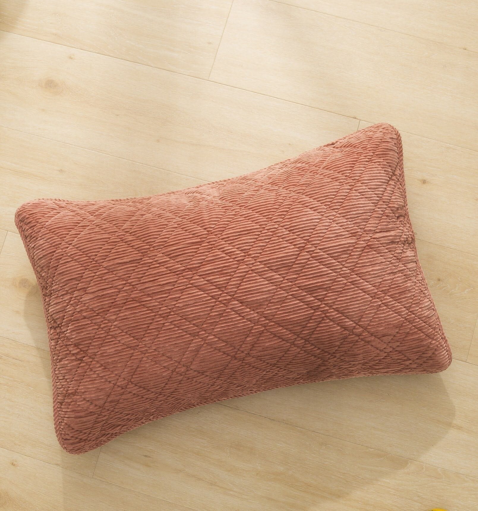 Terracotta Coral Velour Corduroy Bedspread Set Soft Cozy Bedding