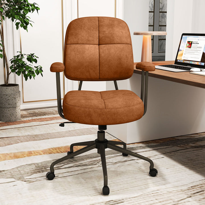 Upholstered Task Home Office Chair with Cushioned Back-Brown
