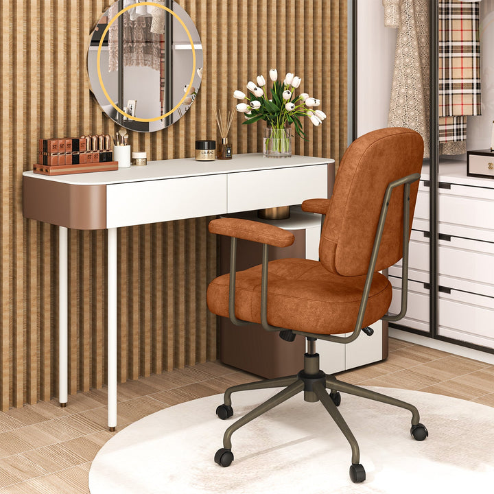 Upholstered Task Home Office Chair with Cushioned Back-Brown