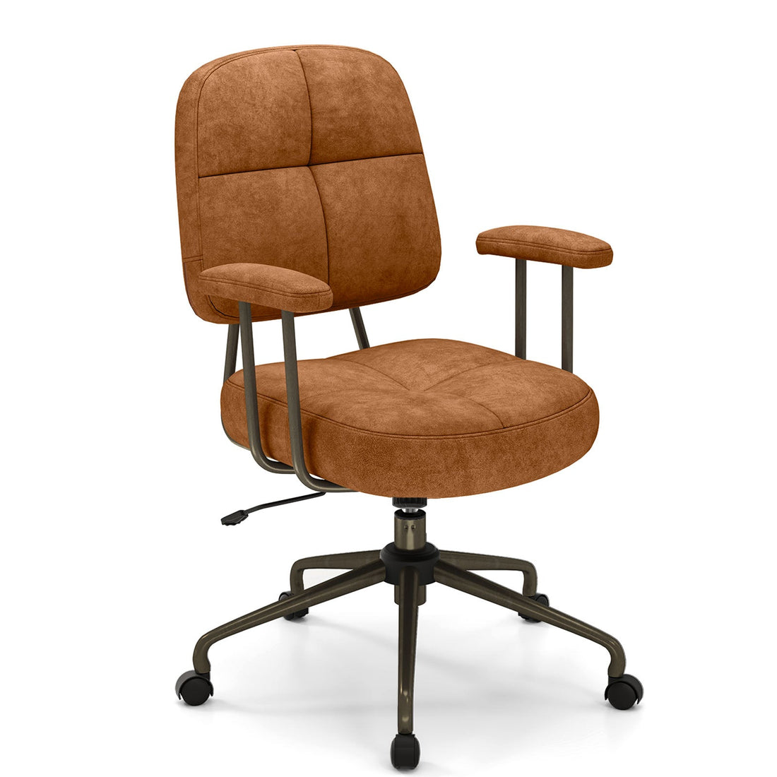 Upholstered Task Home Office Chair with Cushioned Back-Brown