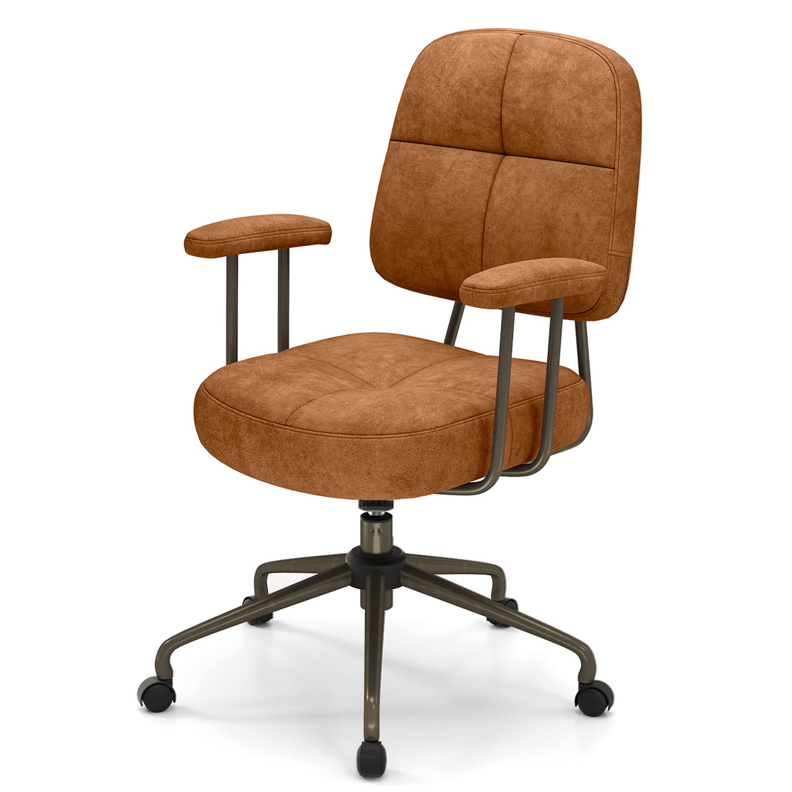 Upholstered Task Home Office Chair with Cushioned Back-Brown