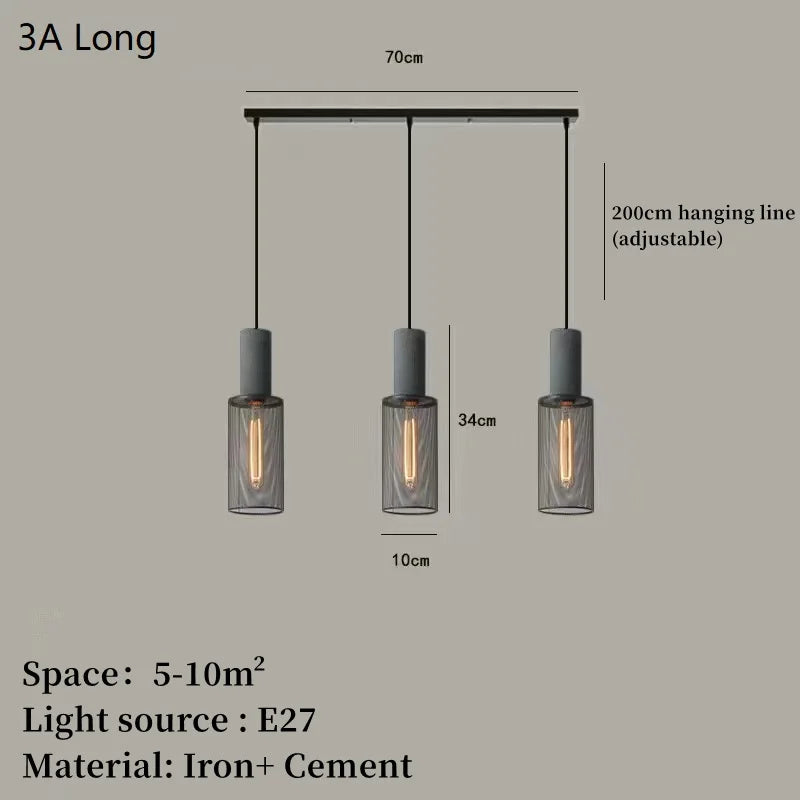 Concrete Pendant Light Iron Shade