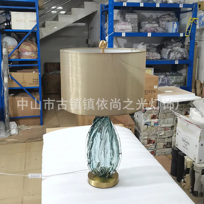 Modern Oversized Glass Table Lamp - Stylish Bedside Lighting for Living Room and Bedroom