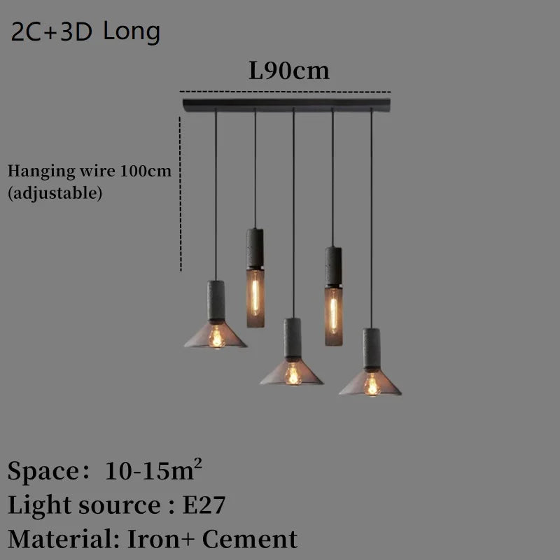 Concrete Pendant Light Iron Shade