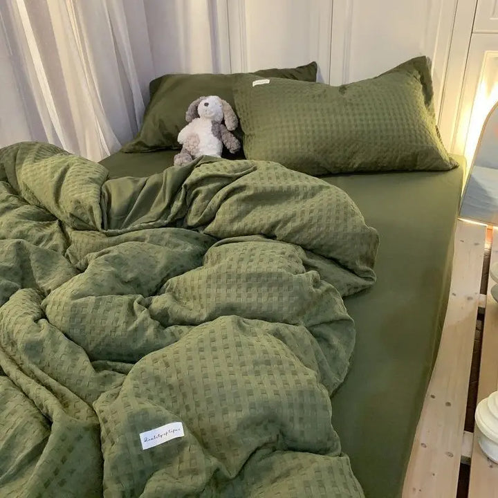 Olive Green Cotton Bedding Set