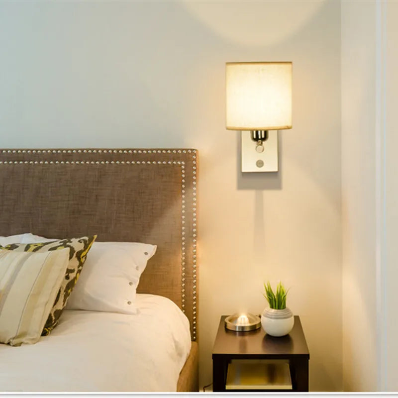Modern Brief Wall Lamp with Fabric Lampshade - Stylish LED Wall Sconces for Bedroom, Bedside, and Home Decor