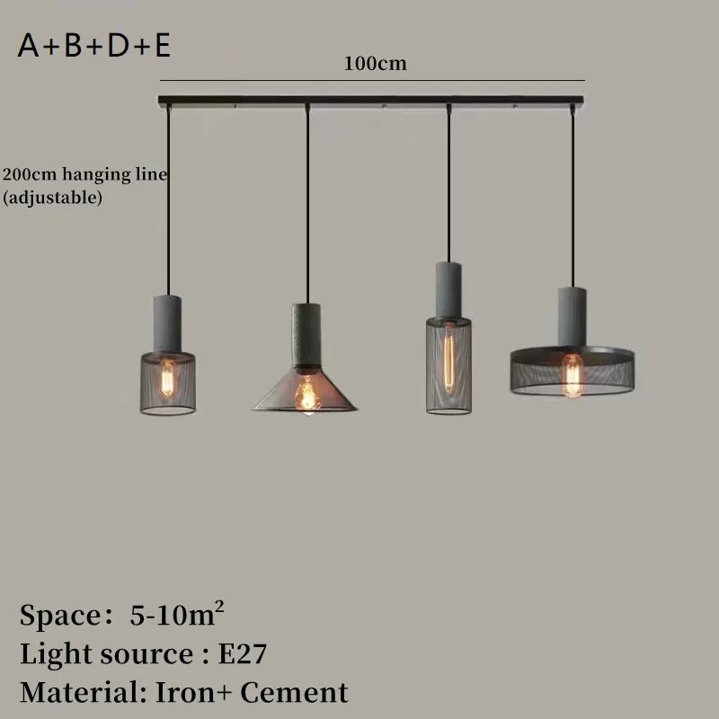 Concrete Pendant Light Iron Shade