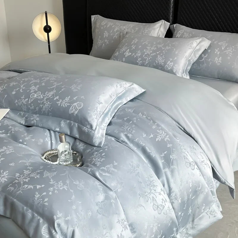 DecorBites™ Ice Silk Jacquard Bedding Set - Luxury Comforter Cover, Soft & Cozy, Queen/King