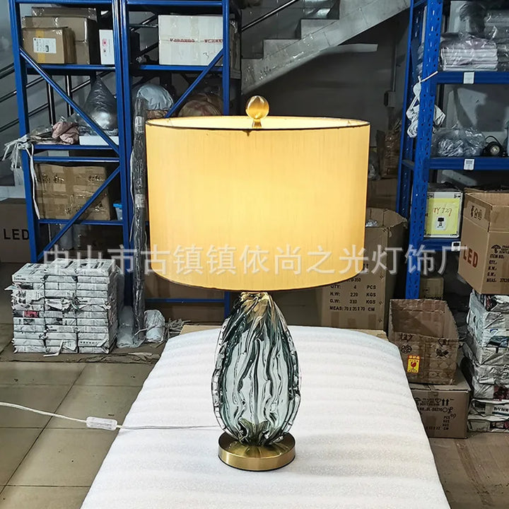 Modern Oversized Glass Table Lamp - Stylish Bedside Lighting for Living Room and Bedroom