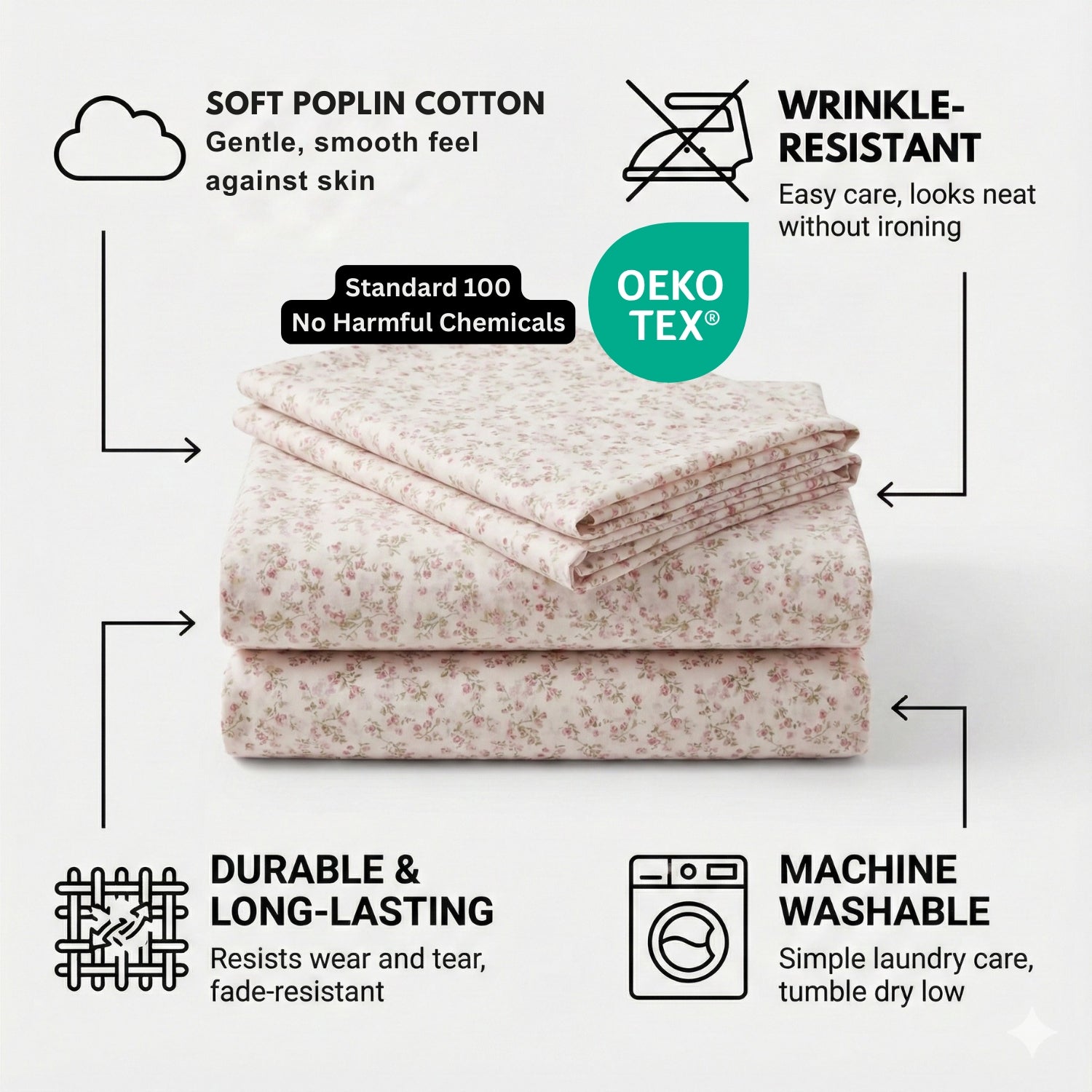 Romantic Coquette Cotton Floral Sheet Set Deep Pocket Bedding
