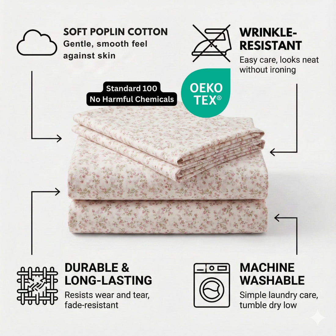 Romantic Coquette Cotton Floral Sheet Set Deep Pocket Bedding